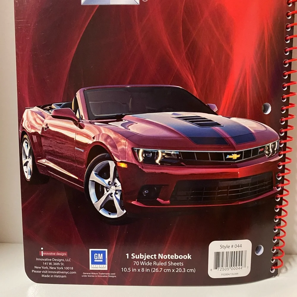 Camaro Notebook Bundle of 4 Red & Blue Spiral General Motors School Supplies GM